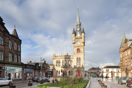 Renfrew town hall in the centre of the town